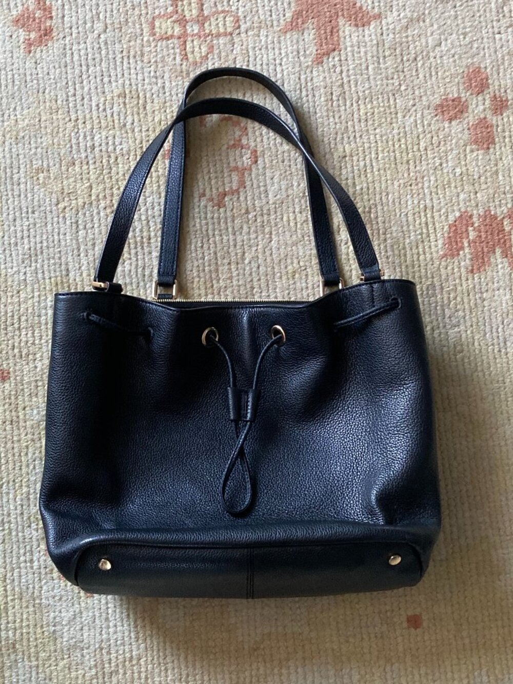 Quince Italian Leather Triple Compartment Bucket Bag in Black - Picture 3 of 7